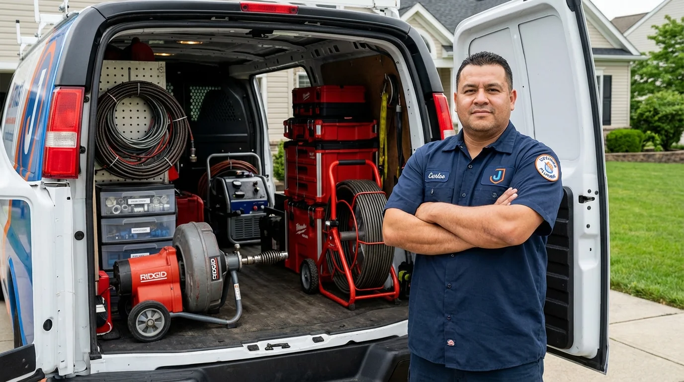 Professional drain cleaning equipment and Johns Plumbing LLC plumber in Woodinville
