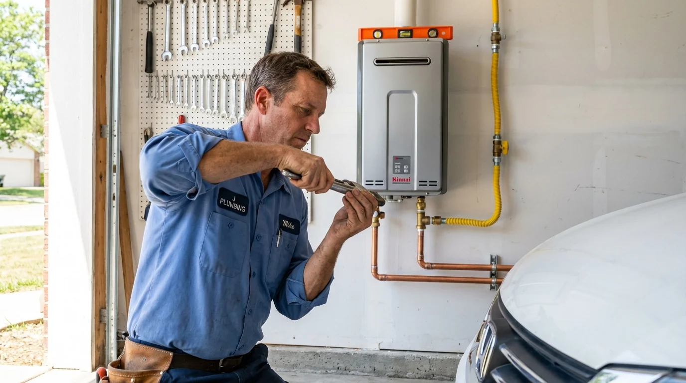 Tankless water heater installation by a Johns Plumbing LLC plumber in Woodinville